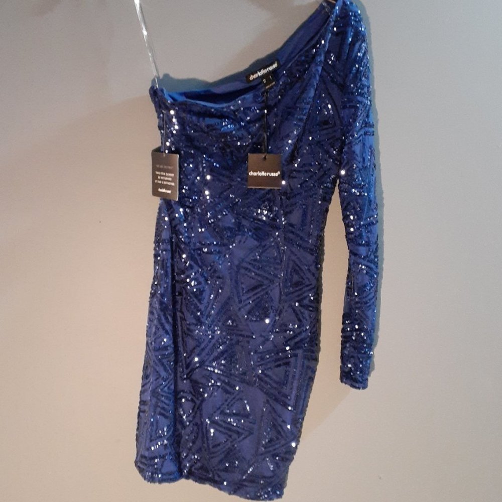 One Shoulder Glitter Dress